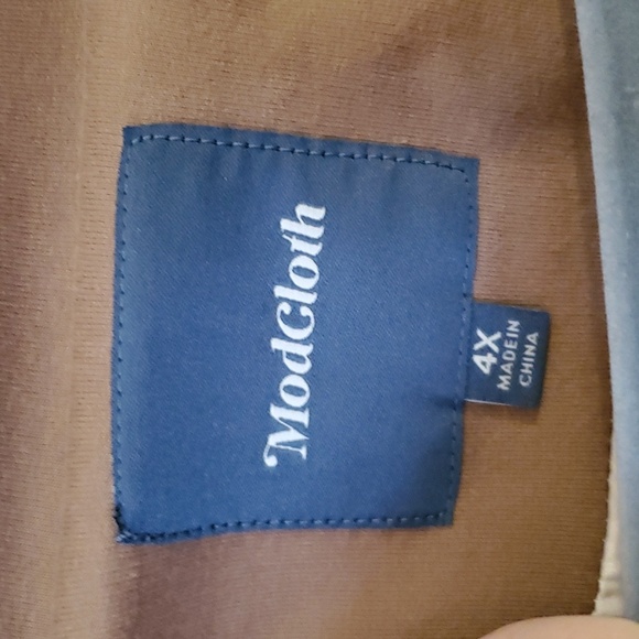 ModCloth Fine and Sandy Blazer in Khaki (Tan) One Button 3/4 Sleeves Size 4X - Picture 8 of 12